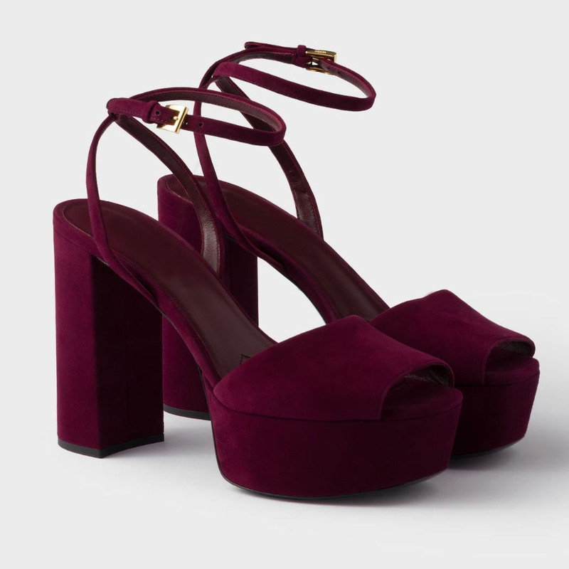 Triangle High-Heeled Sandals Export Summer Suede Waterproof Platform Thick Heel Sandals Fish Mouth Strap Women's Sandals 13