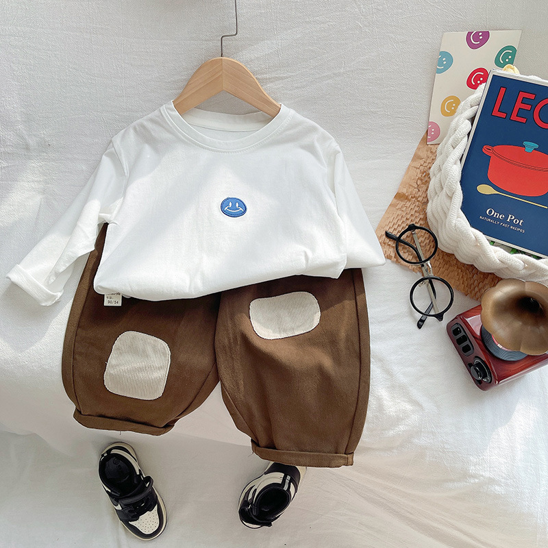 Knock cute ~ set de ropa de otoño para niños hamburguesas impresión chaleco de vaquero chico guapo chaleco de primavera y otoño sin mangas