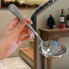 ステンレス製の大きな浅口スプーン、高級感のある浅口大スプーン、家庭用スプーン、ホテルのビュッフェ用スプーン