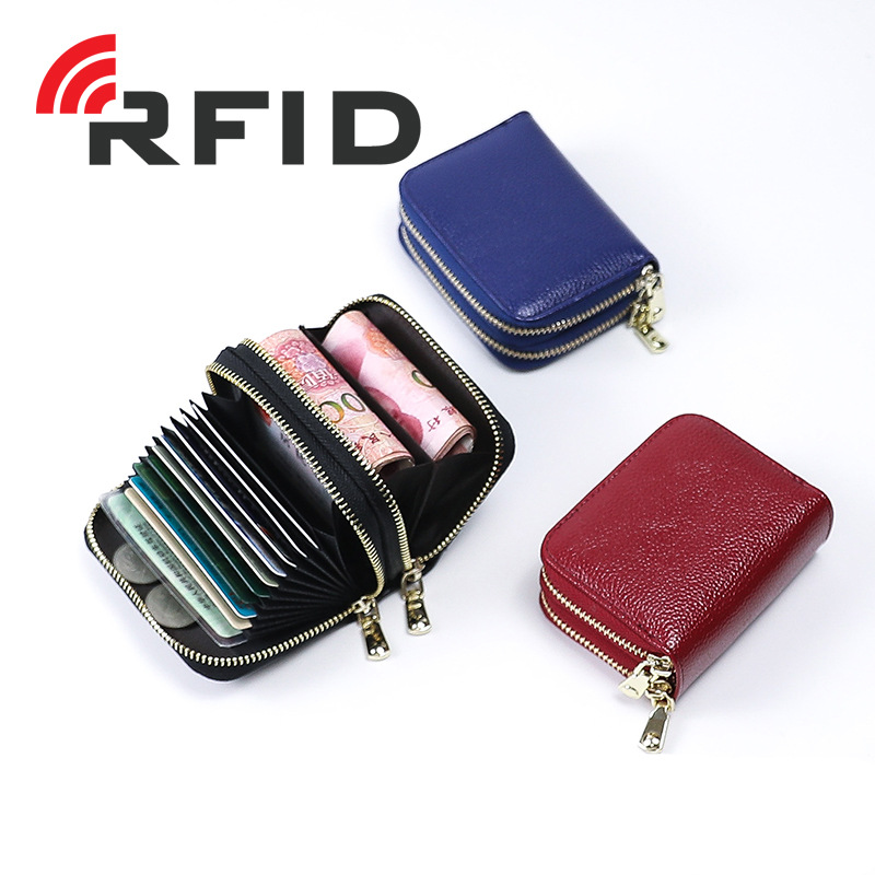 New creative large capacity double zipper accordion card holder European and American portable coin purse credit card holder advertising promotion