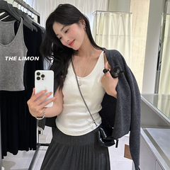 THE LIMON柠檬绿茶2025秋季女内搭吊带背心无钢圈带胸垫简约上衣
