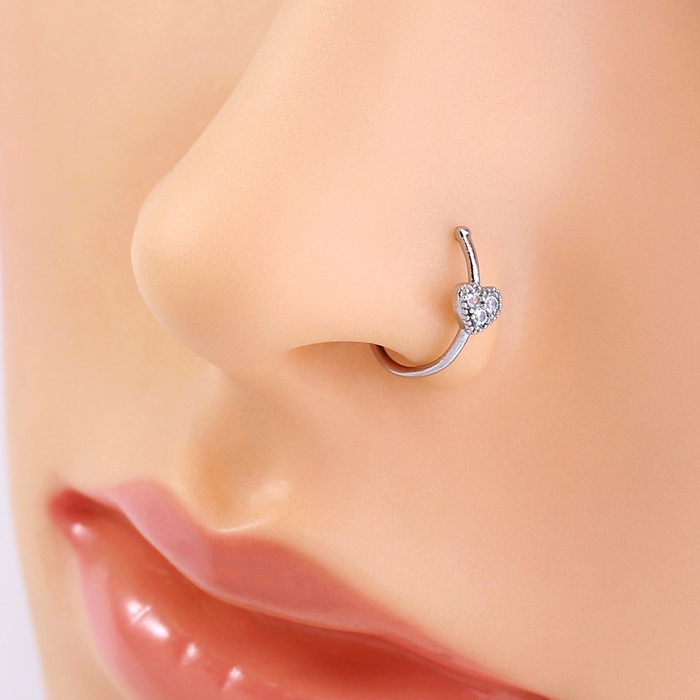 Personality Trend Nose Studs Micro-studded Piercing False Nose Ring Crown Nose Clip Zircon Accessories display picture 2