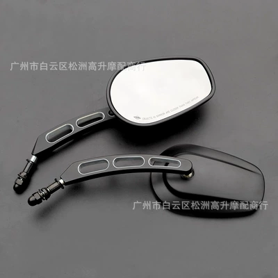 Cross-border best-selling Harley motorcycle retro model rearview mirror 883 Big Glide rearview mirror reflector (Motorcycle rearview mirror) - black-full-aluminum-alloy-left-and-right-pair