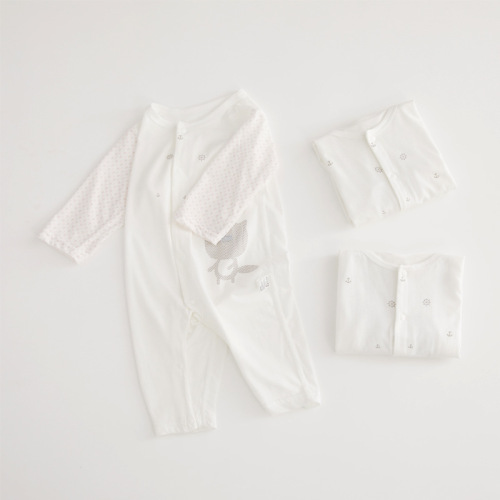 Baby one-piece clothes pure cotton air-conditioning clothes thin newborn baby clothes cotton summer newborn baby long-sleeved pajamas