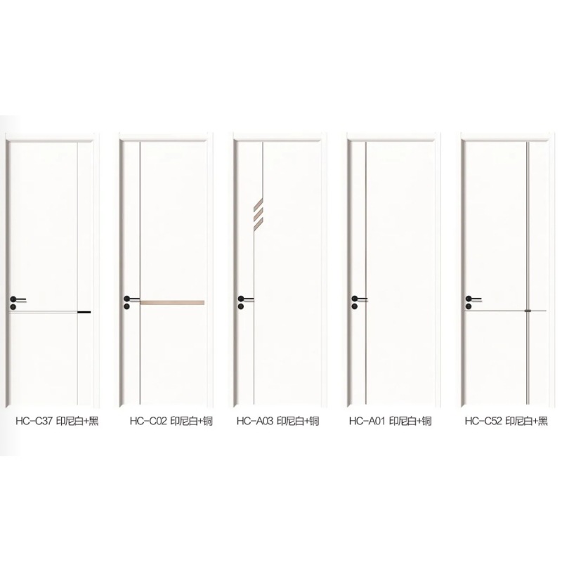 Puerta del dormitorio sin pintura puerta interior plana mínima puerta de aislamiento acústico a prueba de humedad puerta de habitación de apartamento compuestos de cristal de carbono puerta de madera sólida