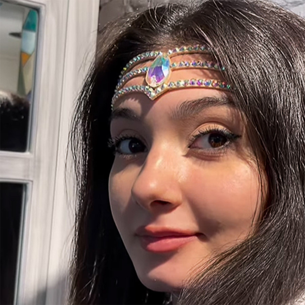 Europeo y americano tendencia gota de agua banda de pelo exótico multi-capa cuerda elástica frente cadena accesorios de moda headwear