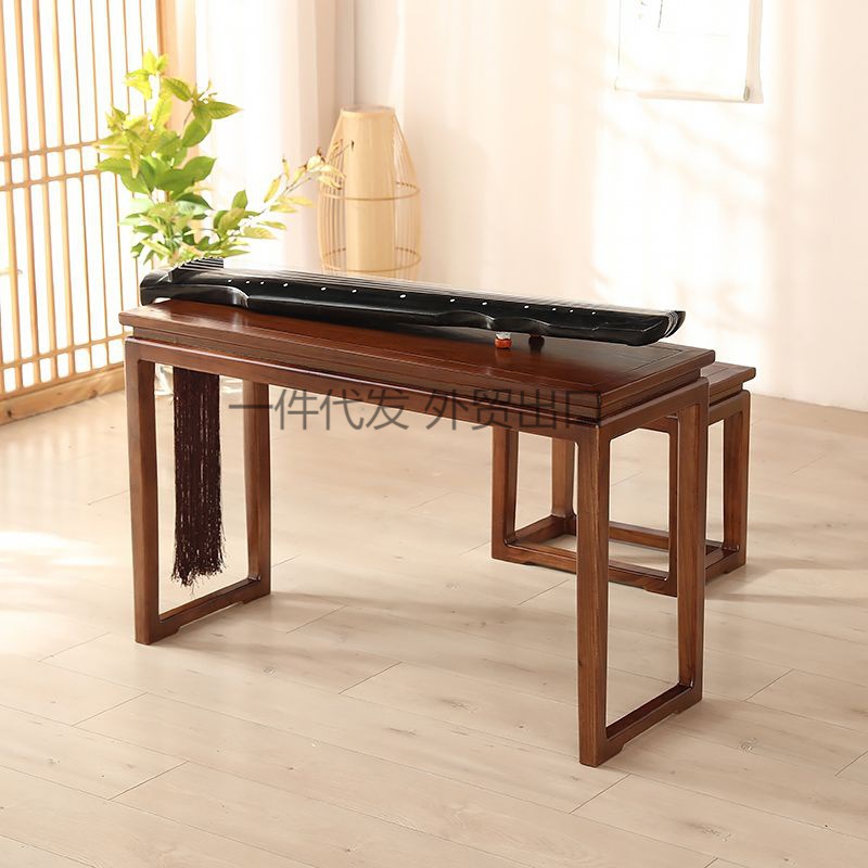 新中式老榆木共鸣古琴桌 琴凳 实木国学书法桌小书桌现代简约桌子