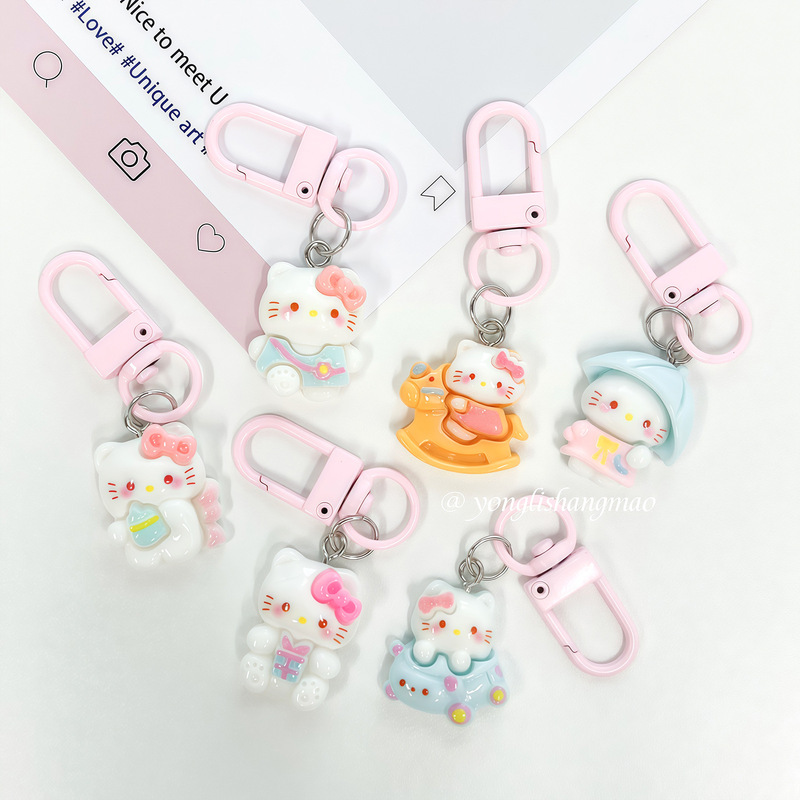 Cute Cartoon Kt Cat School Bag Keychain Door Buckle Backpack Bag Pendant Couple Small Gift Graduation Gift Wholesale