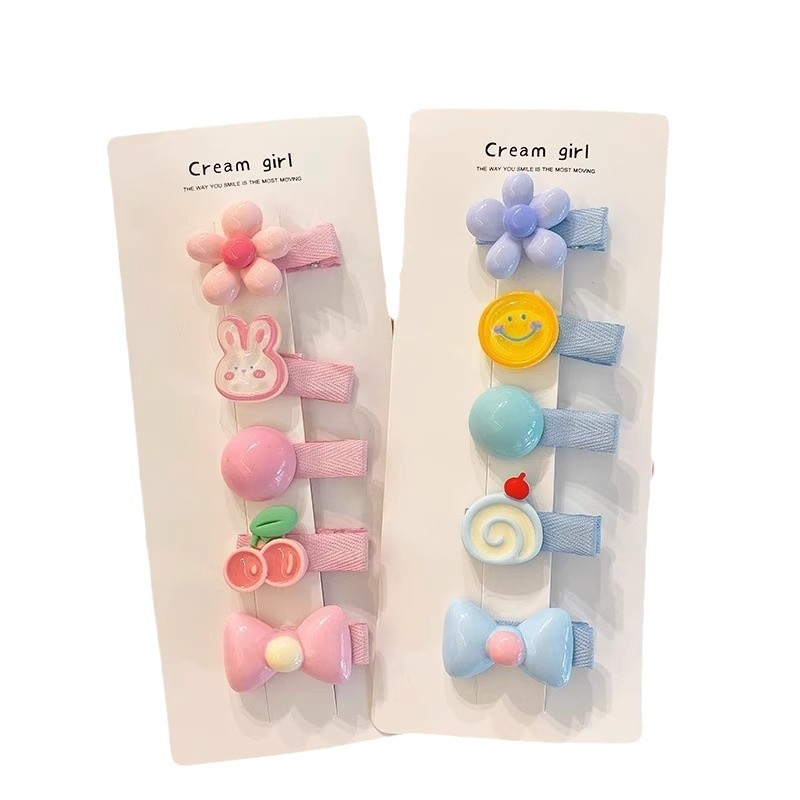 Niños lindos flores de dibujos animados clip para el cabello bebé pequeño clip no lastimar el cabello de la tela de la niña clip de borde de la mejilla