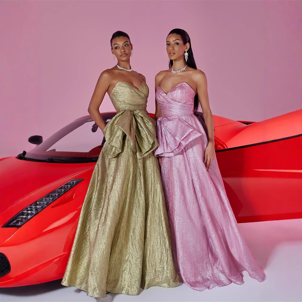 Cross-Border European and American Strapless Large Bow Slim Evening Dress Elegant Luxury Host Bridesmaid Dress Dress