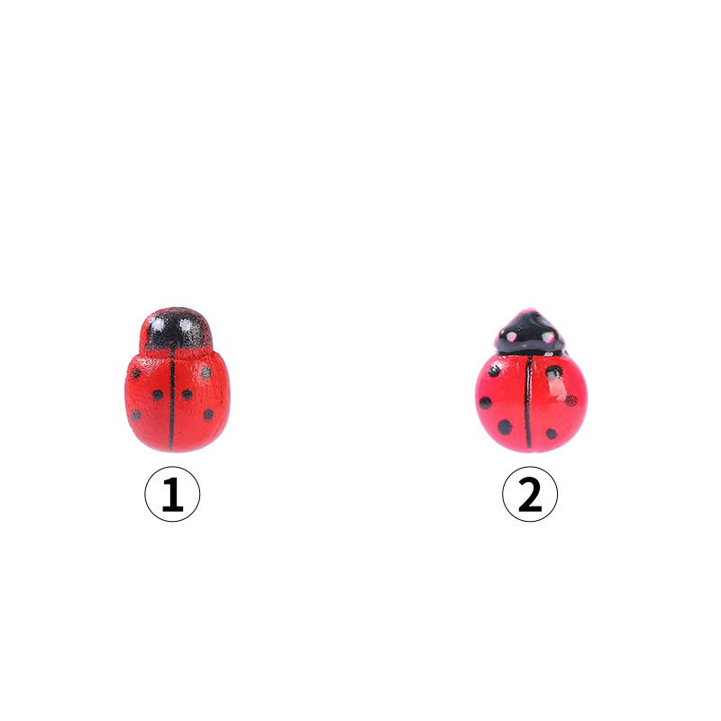 in stock micro landscape ornaments wooden beetle Coccinella septempunctata diy craft toy accessories