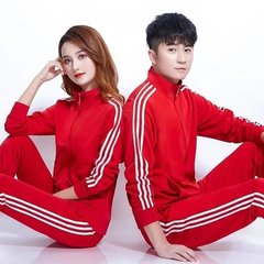 春と秋の三本の流行のスポーツとレジャーのスーツの男女のカップルの青少年の立襟の広場のダンスチームの制服の潮