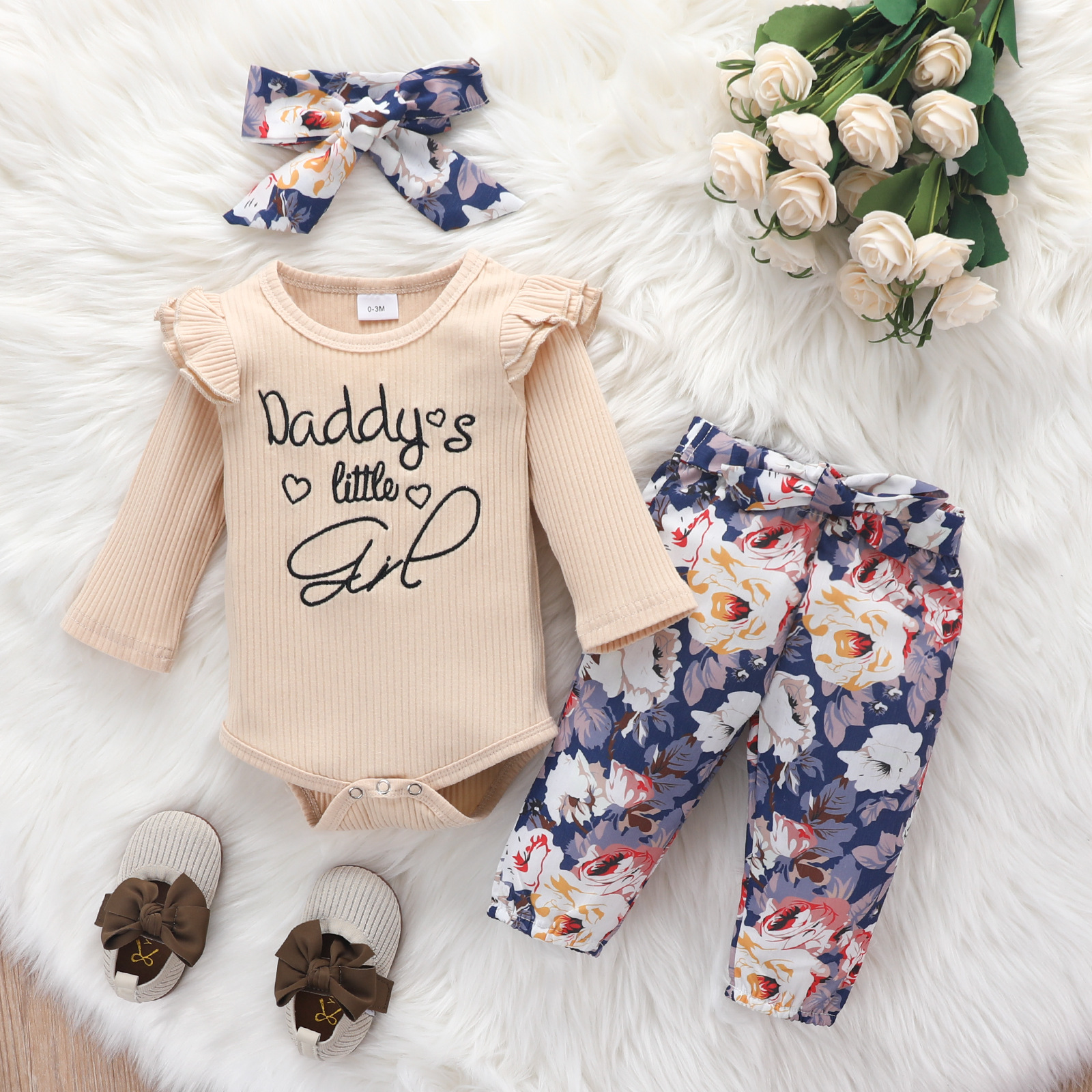 Mode Lettre Fleur Coton Bébé Vêtements Ensembles display picture 1