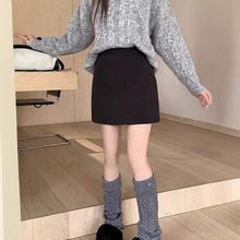 秋冬孕妇毛呢短裙带连体短裤孕妇托腹显瘦修身a字包臀裙带安全裤