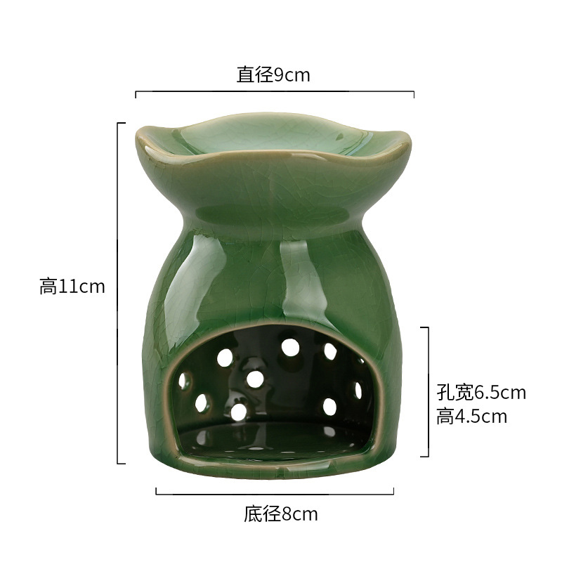 원형 아로마테라피 스토브 [녹색 오픈 글레이즈]