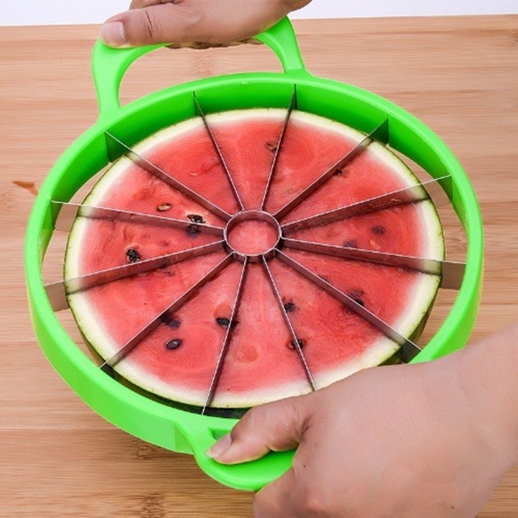 Cortar sandía, artefacto de manzana, cuchillo de fruta extra grande, separador de núcleos de acero inoxidable, cortador de melón multifuncional
