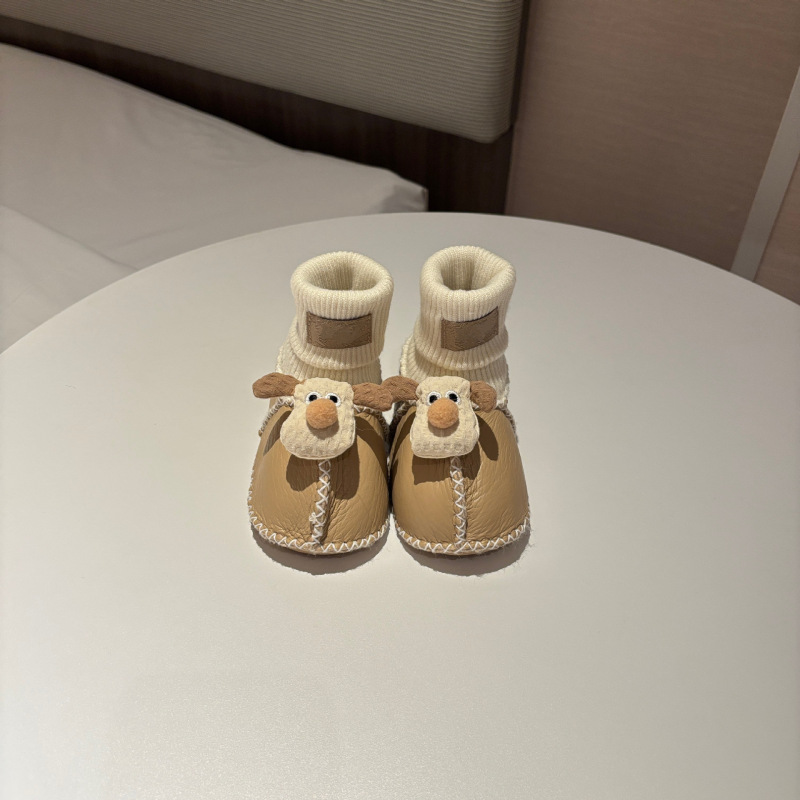 桑坡婴儿棉鞋羊皮毛一体步前鞋袜ins卡通男女宝宝软底毛毛鞋秋冬|undefined