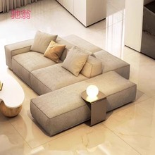 1W3意式极简布艺沙发背靠背组合豆腐块双面模块接待区大平层客厅