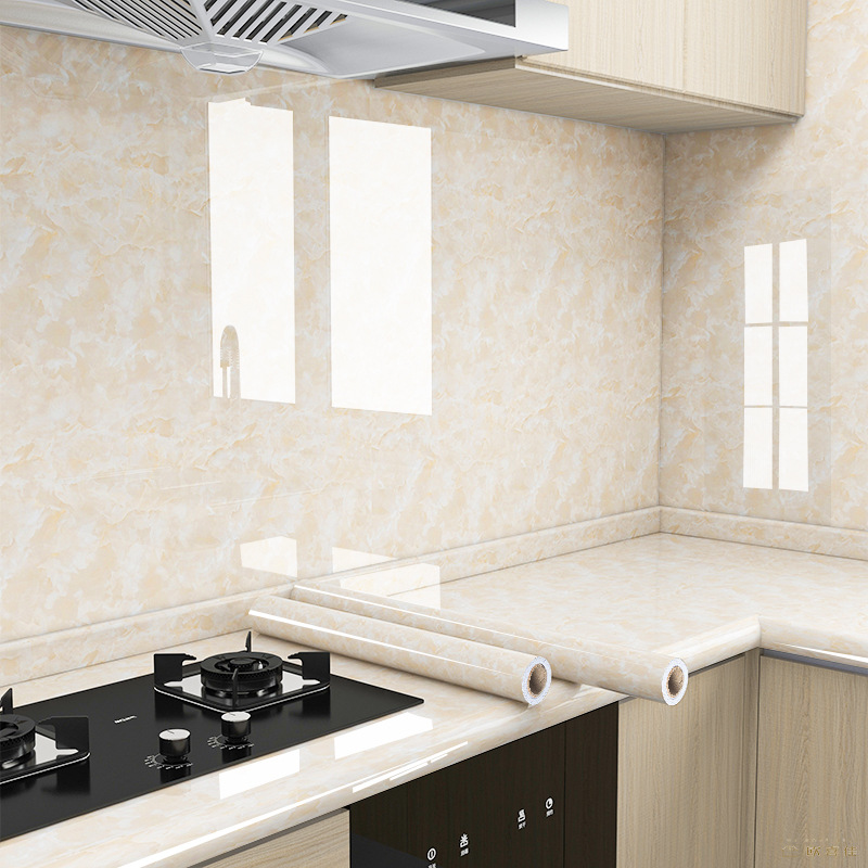 Wallpaper Self-Adhesive Home Thickened Waterproof Tile Wall Cabinet Stove Desktop Decoration Kitchen Oil-Proof Stickers_voghion.com