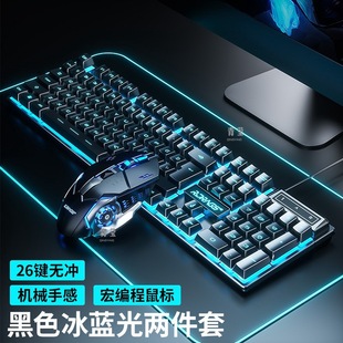 Wired Gaming Keyboard and Mouse Set Dedicated for E-Sports Mechanical Feel Typing Desktop Computer Office Keyboard