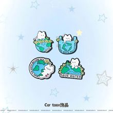 欧美跨境环保主题胸针创意卡通爱护地球猫别针合金徽章衣服装饰品