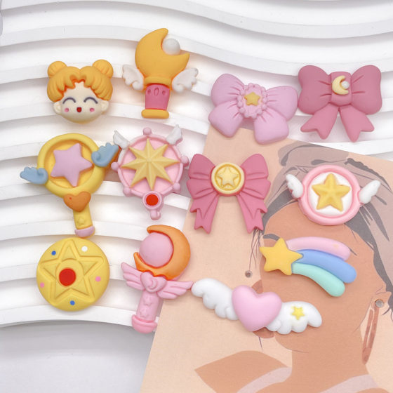 Beauty Girl Magic Stick Cartoon Resin Jewelry Accessories DIY Phone Case Cream Gel Handmade Hairpin Water Cup Patch