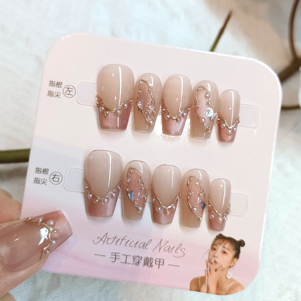 Libro rojo de venta caliente de uñas de ojo de gato portátiles, parches de uñas de fototerapia simples, 10 piezas de uñas hechas a mano.