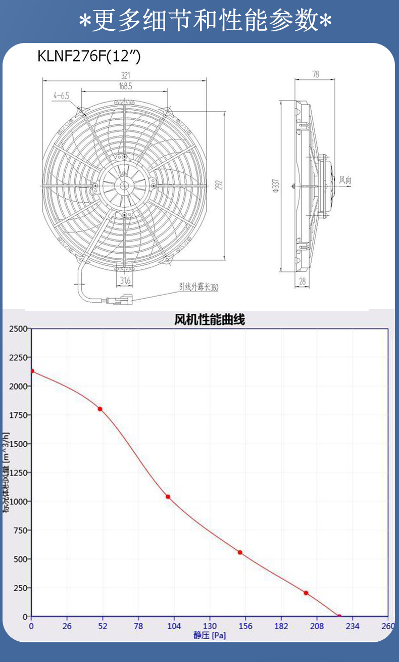 12inch Suction-Type 10-Bend Blade Automotive Refrigeration Truck Condenser Fan Electronic Fan Radiator Fan Klnf276F