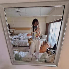 韩国  fle*ta  棉质手绘餐桌圆领短袖T恤