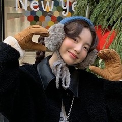 网红同款蓝灰毛绒系带耳罩保暖冬季骑车头戴式耳套耳捂子东北穿搭