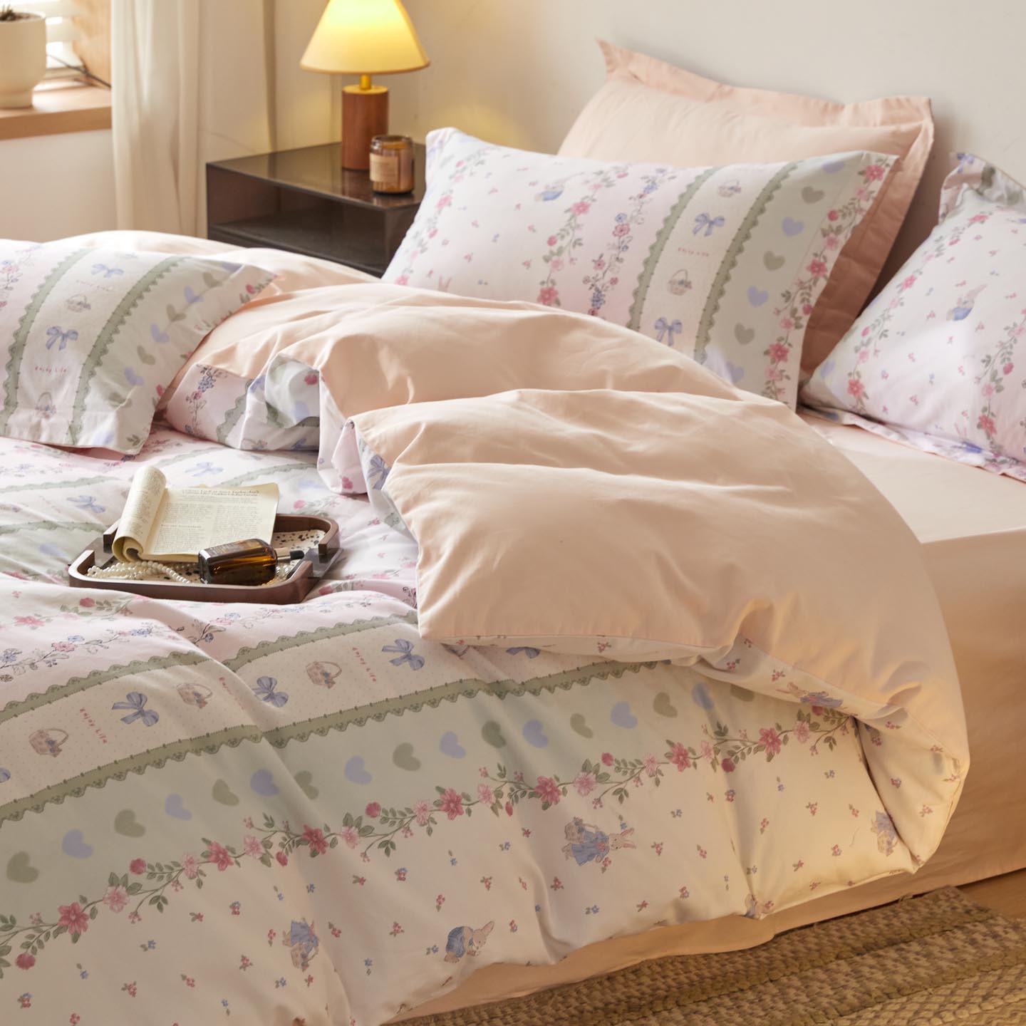 Algodón grueso de cuatro piezas, sábanas de algodón lavado con agua, dormitorios de estudiantes, tres piezas