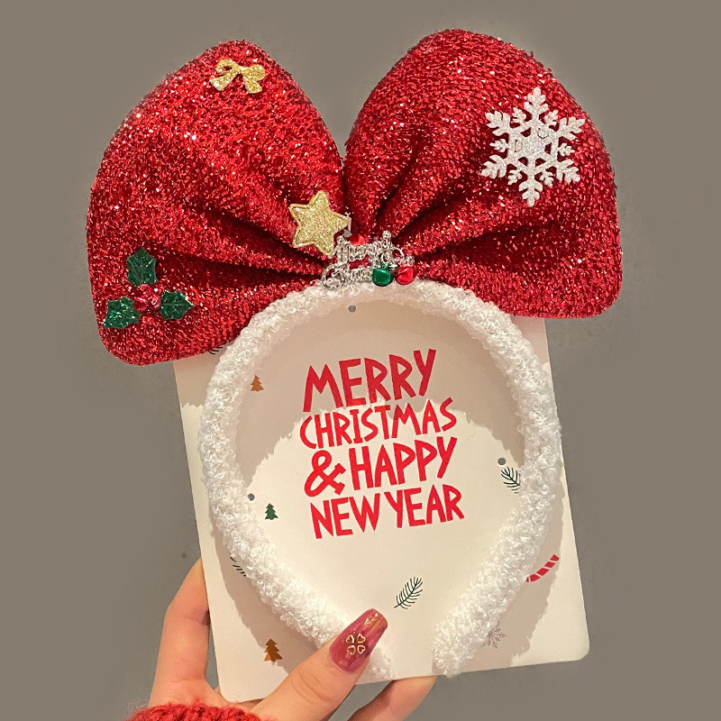 Bonito Minnie arco de cabeza de Navidad mujer dulce cabello fijación de cabello fiestas de cabello adornos de tocado