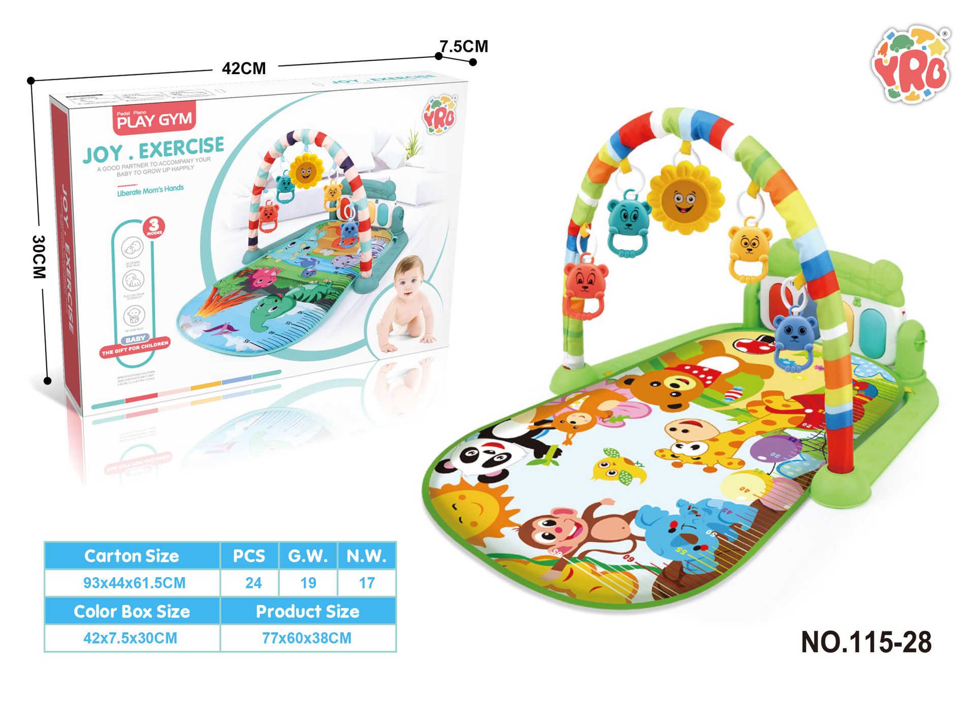 Yrb Amazon フィットネススタンド 0-36 ヶ月のおもちゃ新生児音楽フィットネスデバイスベビーピアノ卸売