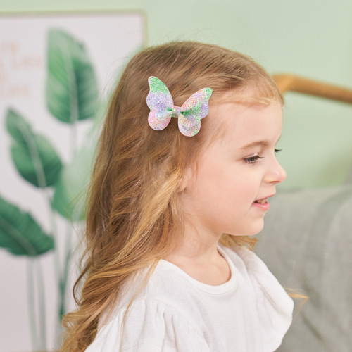Amazon Children's Butterfly Bow Hair Clip Gradient Sparkling Hair Pin Baby Hair Accessory Infant Headwear 4017