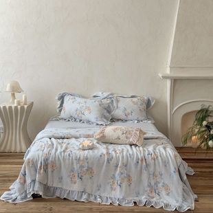 2025 Spring and Summer New Product Double-Layer Wrinkled Yarn Summer Quilt Quilt Core Zhihe 200230cm Blue