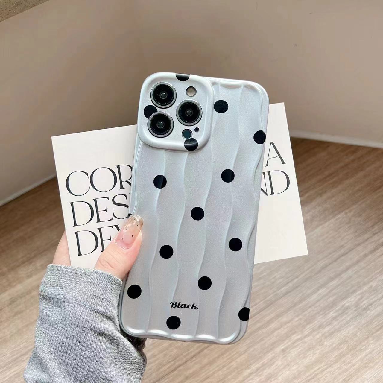 Punto de onda plateado galvanizado simple para iPhone14 patrón de onda 15ProMax Apple 12 funda para teléfono móvil 13 mujer 14PM