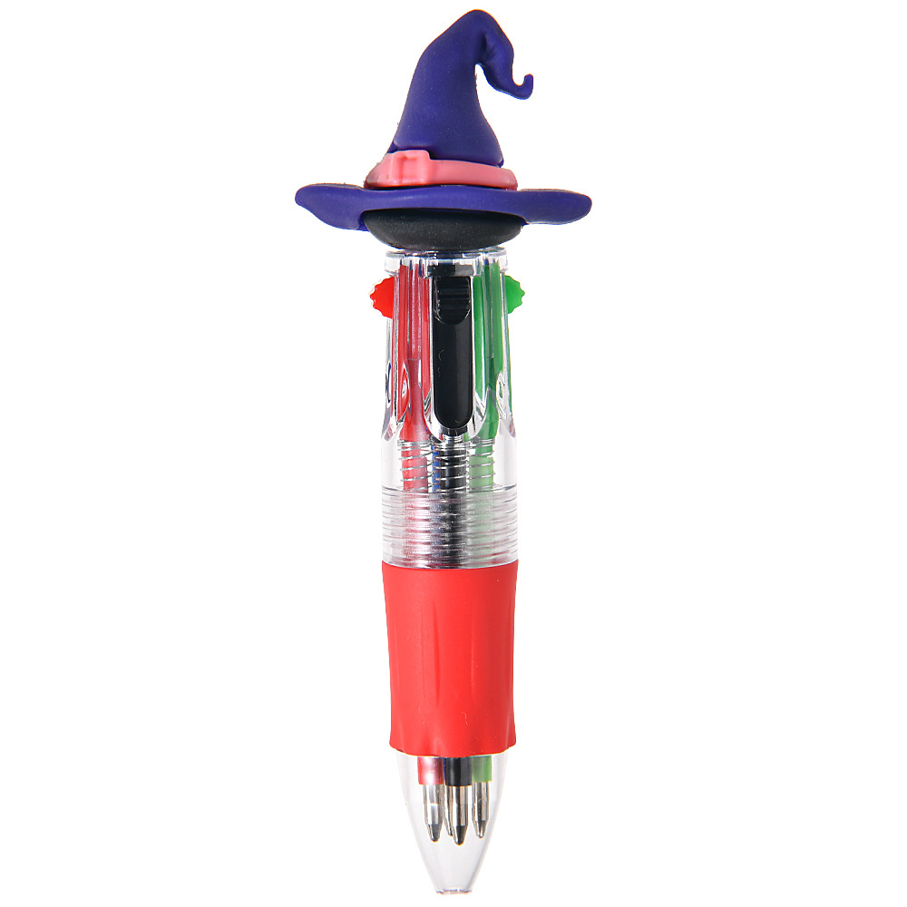Serie de Halloween Bolígrafo de prensa de cuatro colores Mini bolígrafo lindo bolígrafo corto fácil de llevar Bolígrafo multicolor de la cuenta del estudiante