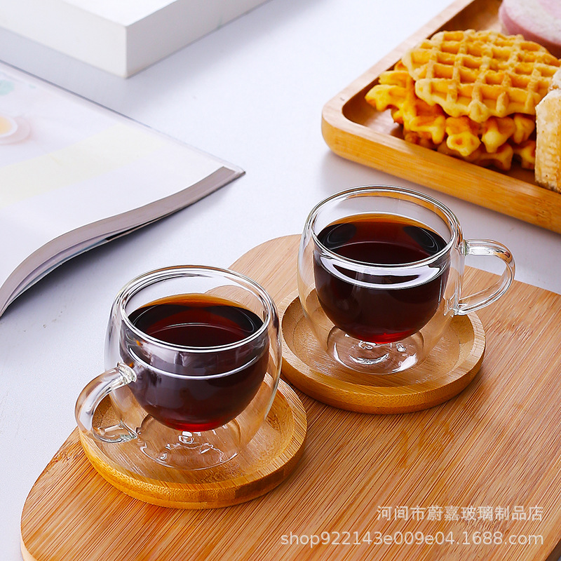 Taza de café Mango de doble capa Taza de vidrio con aislamiento térmico Taza de doble capa en forma de huevo Taza de café con leche Bebida caliente simple de borosilicato