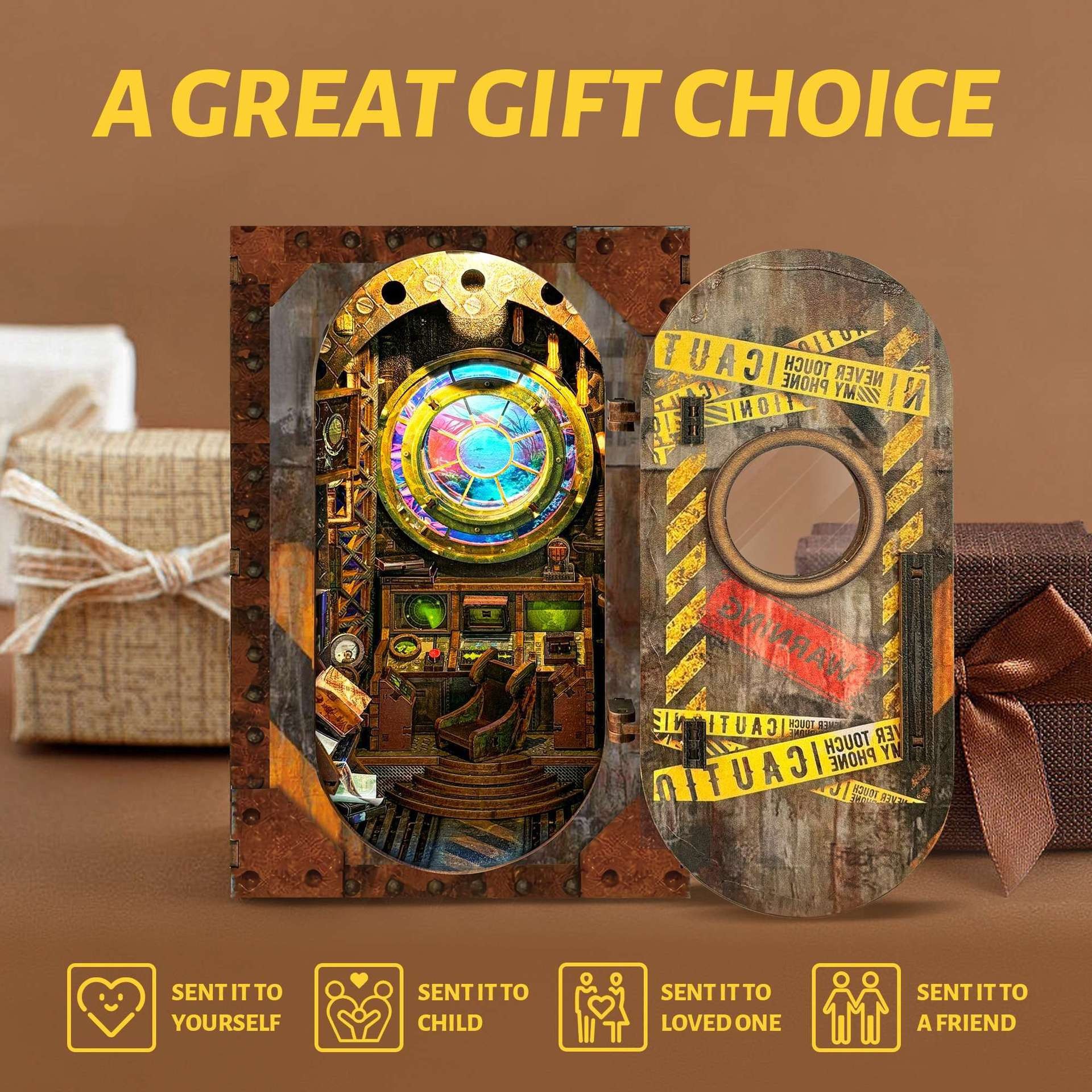 Libro nook ballena vacía varita mágica cabaña de bricolaje 3d montaje tridimensional luz nocturna libro de madera rompecabezas modelo de construcción