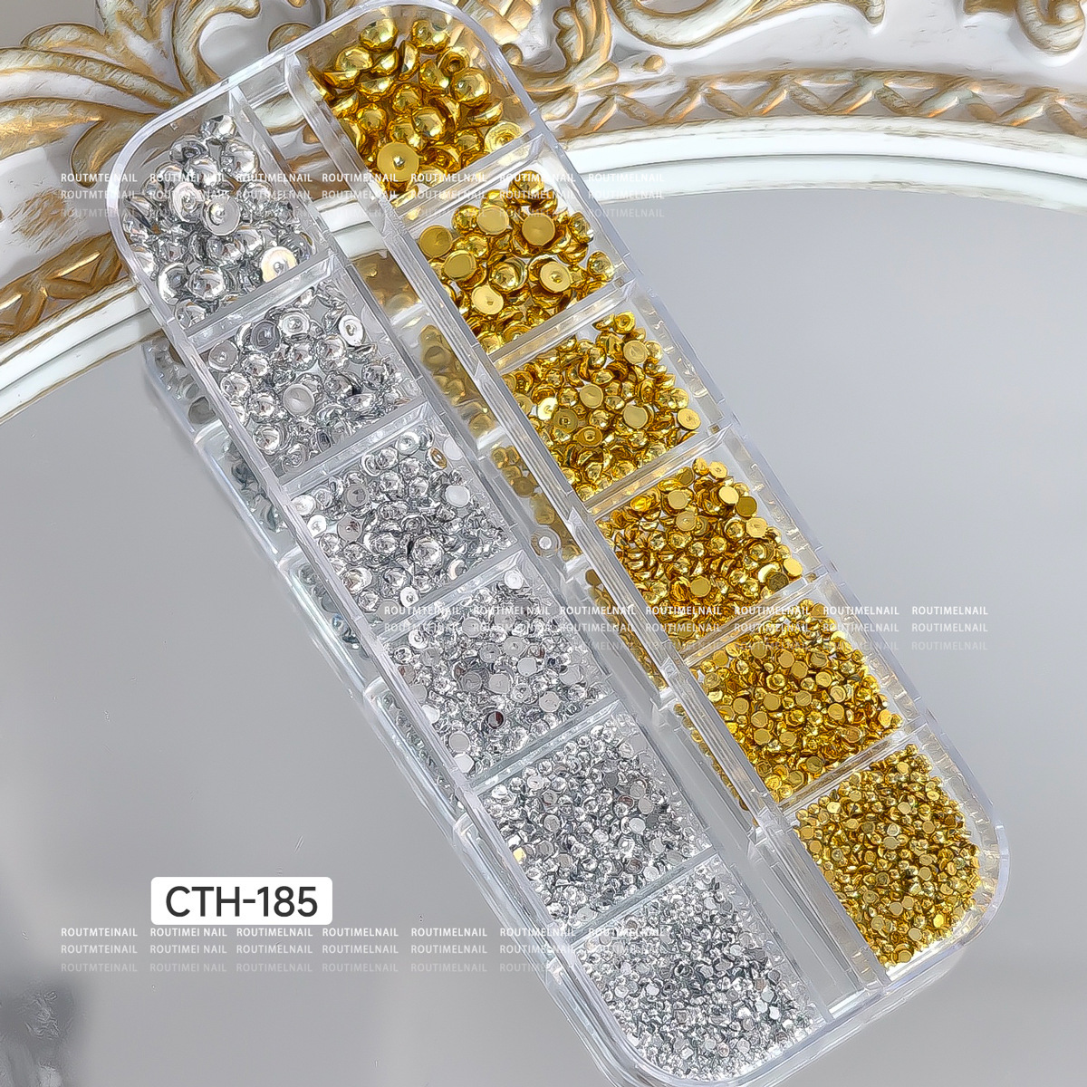 Red en línea explosión de 12 grados mezclados oro y plata perlas de metal joyas de manicura en el viento venta caliente accesorios de aleación