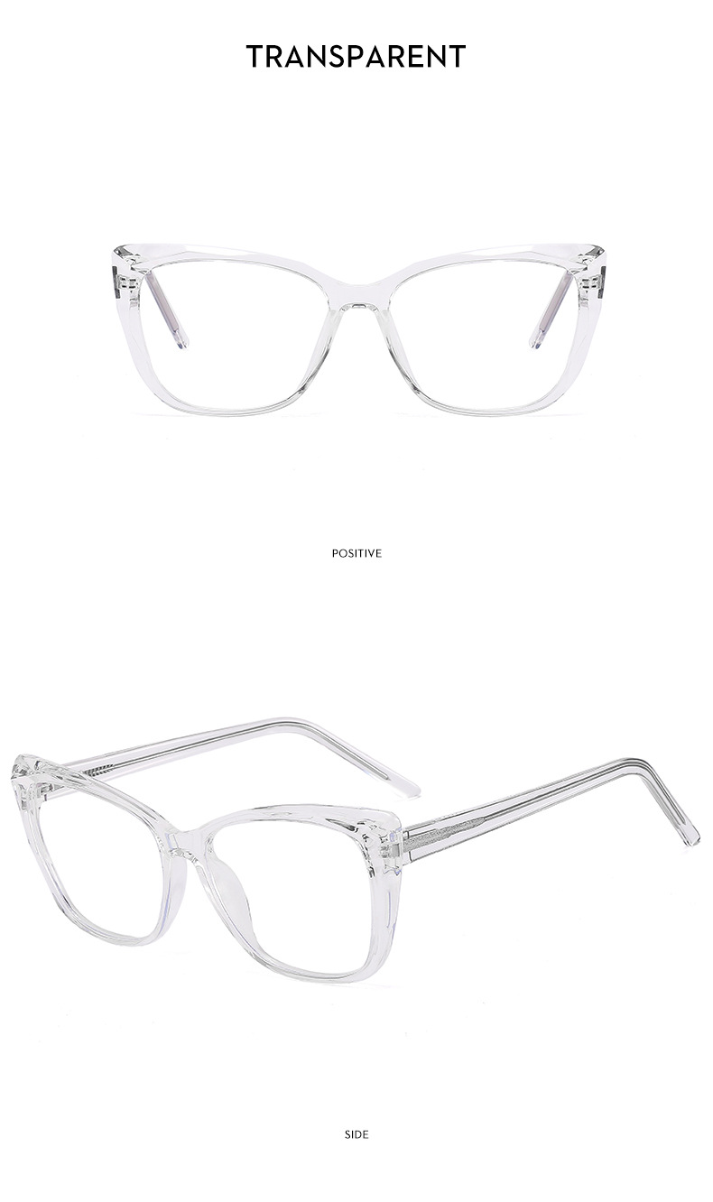 2023 New TR90 insert cat eye anti-blue glasses frame spring leg plain plain lens tide glasses_voghion.com