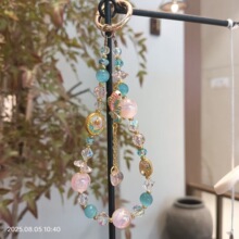 中国风好运锦鲤手机链光变色水晶钥匙扣创意复古玫瑰精致包挂件款