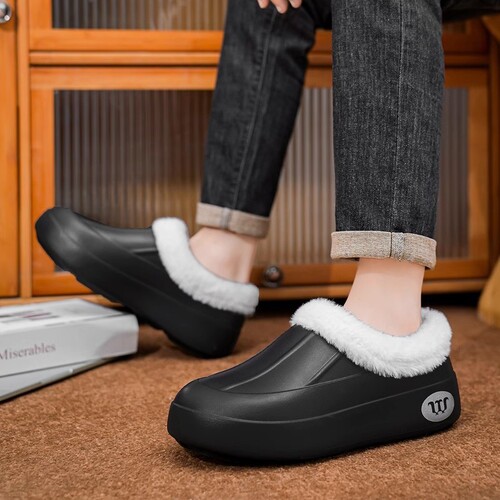 New winter new casual slip-on and velvet cotton slippers for men, EVA, light and poop feeling