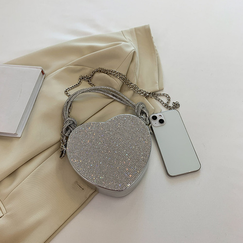 Love Dinner Bags New 2024 European and American Fashion Diamond Inlaid Retro Women's Stylish Shoulder Crossbody Handbag PU