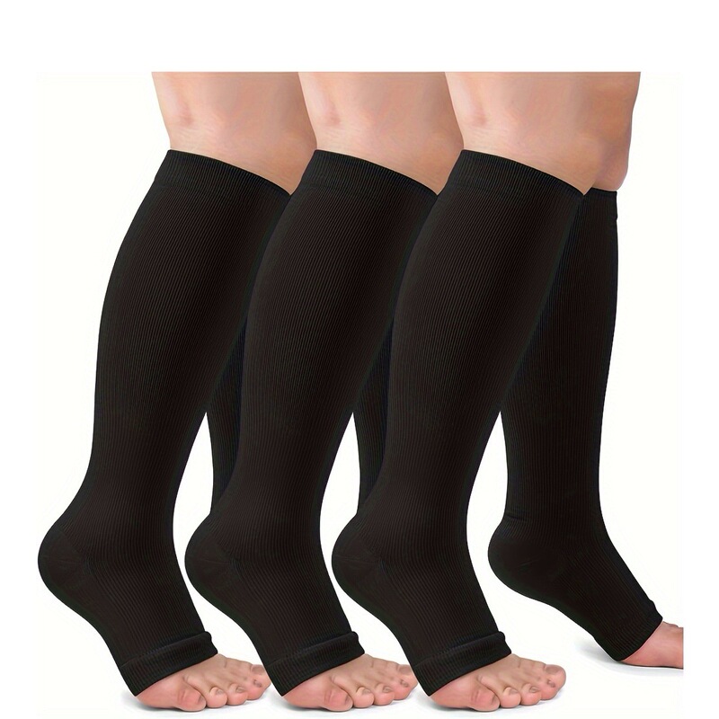 Open Toe Compression Socks Open Toe Compression Socks Black Khaki Mid-Calf Open Toe Compression Socks