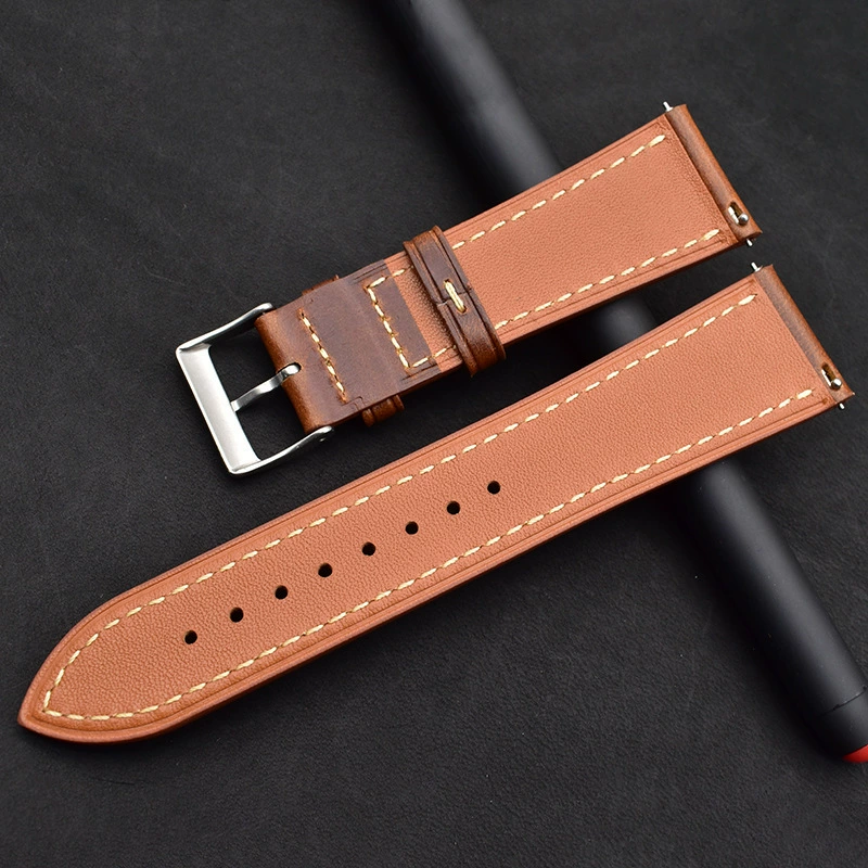 Подходит для Samsung Gears3ticWatch Huami Watch Moto360 тонкая настоящая кожа кромка быстро снимается браслет