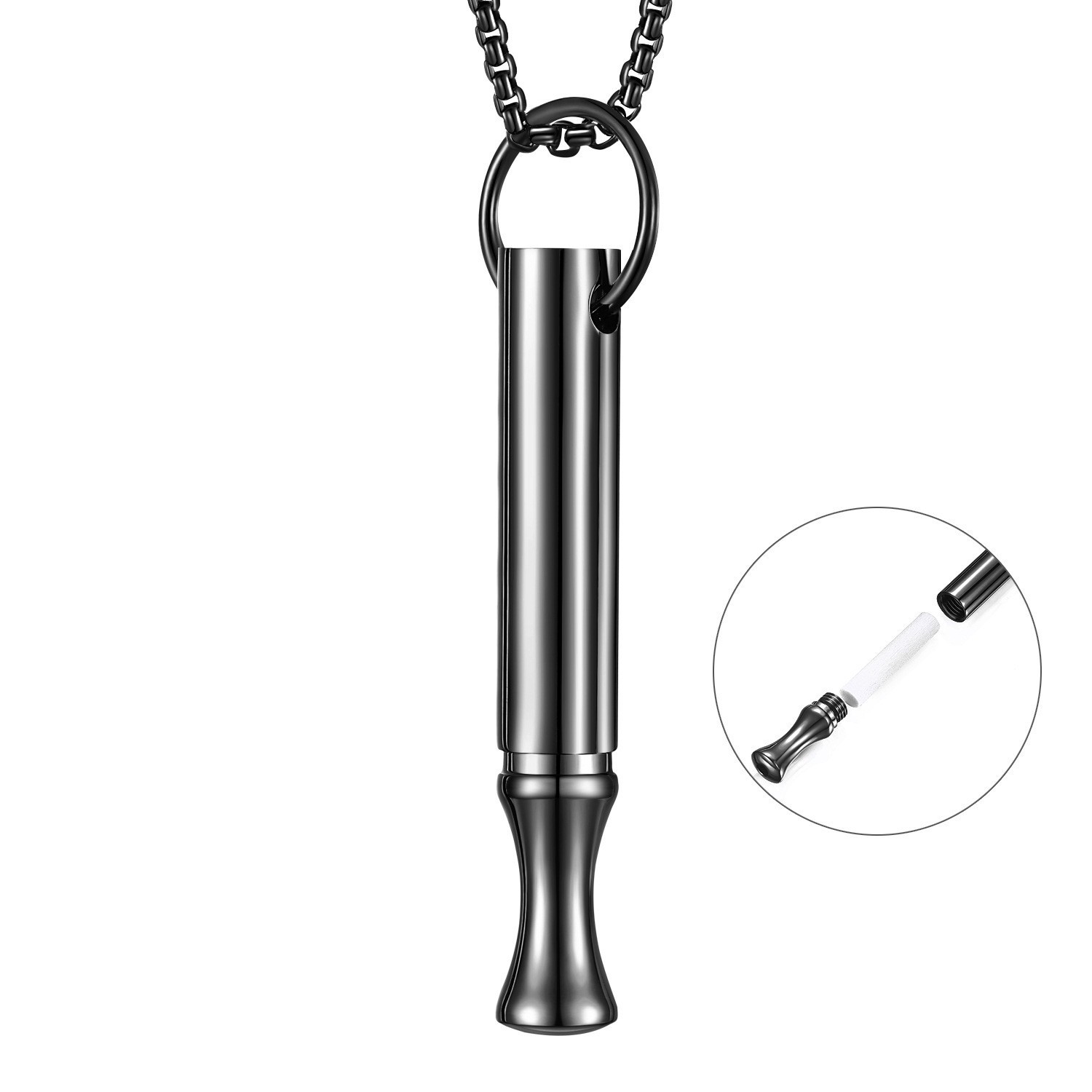 Europeo y americano titanio acero no desvanecimiento ins viento descompresión silbato collar nicho transfronterizo ajustable aliento colgante joyería al por mayor image 39