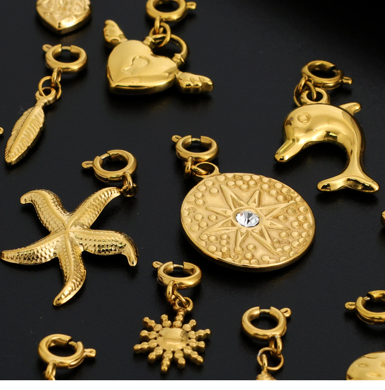 1 Stück Edelstahl 304 Seestern Herzform Anhänger Kette display picture 4