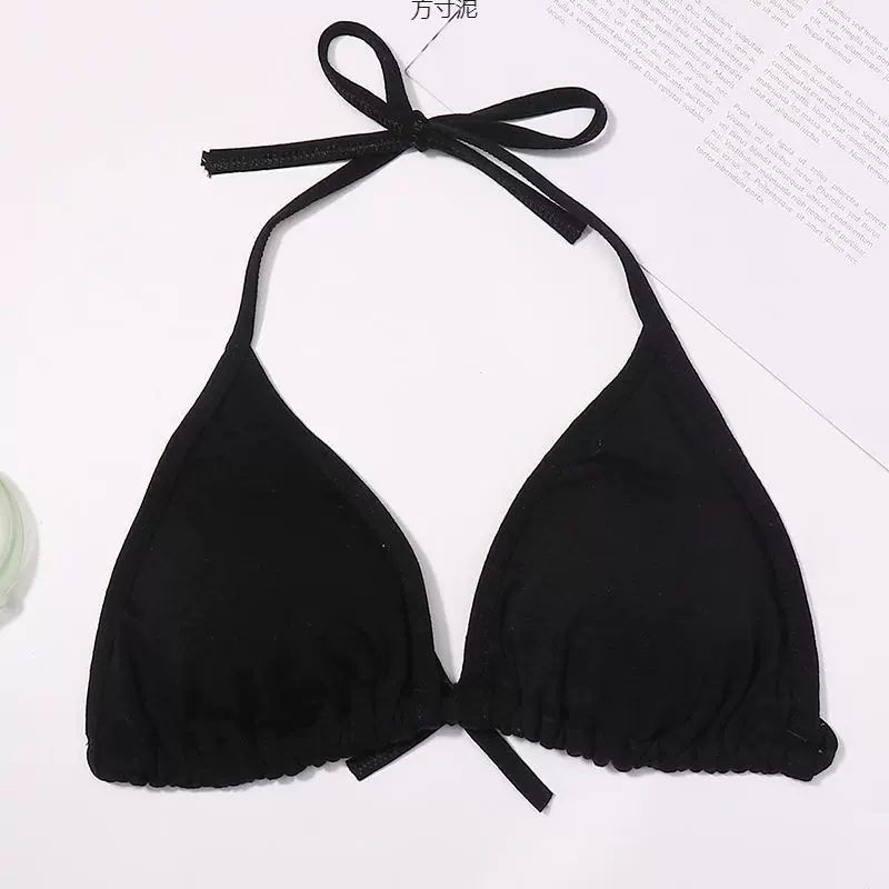 超薄绑带挂脖上衣女文胸无钢圈胸罩女聚拢比基尼美背内衣一件批发