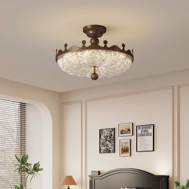 lámpara de dormitorio de oro de corona medieval lámpara de techo francesa retro lámpara de dormitorio principal lámpara de estudio vintage lámpara de princesa lámpara de habitación